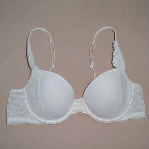 Victoria Secret Angels Bra Cream Lined Demi Lace 36A